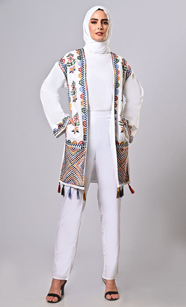 Embrace Bohemian Beauty With Our Embroidered Jacket With Tassels - EastEssence.com