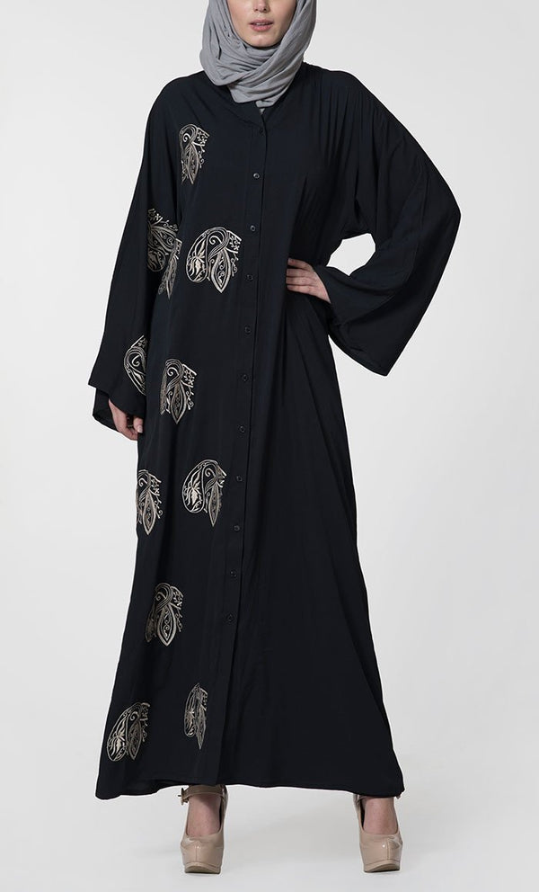 Embroidered Front Open Jilbab - EastEssence.com