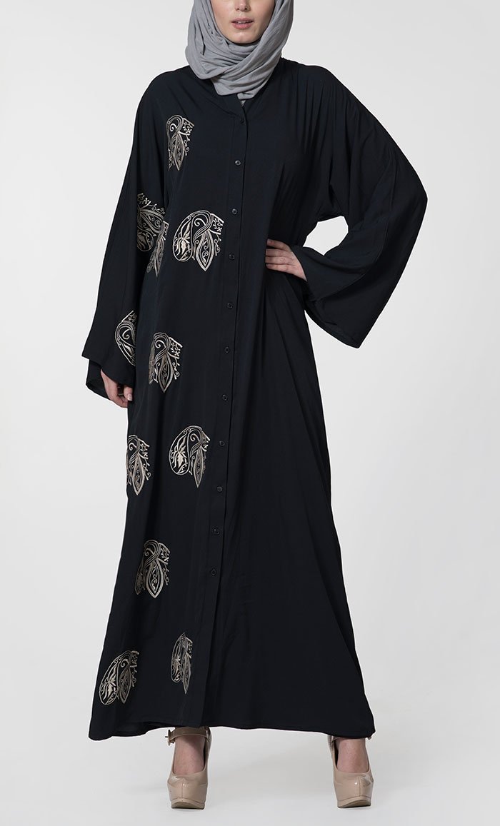 Embroidered Front Open Jilbab - EastEssence.com