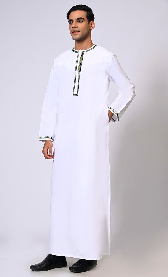 Embroidered Men's Thobe Enhanced