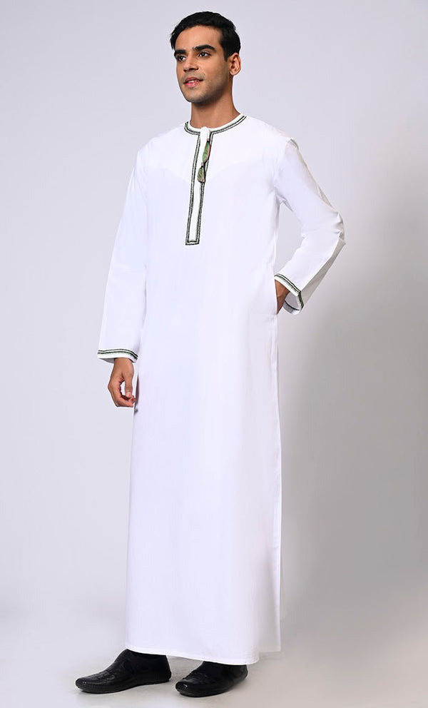 Embroidered Men's Thobe Enhanced