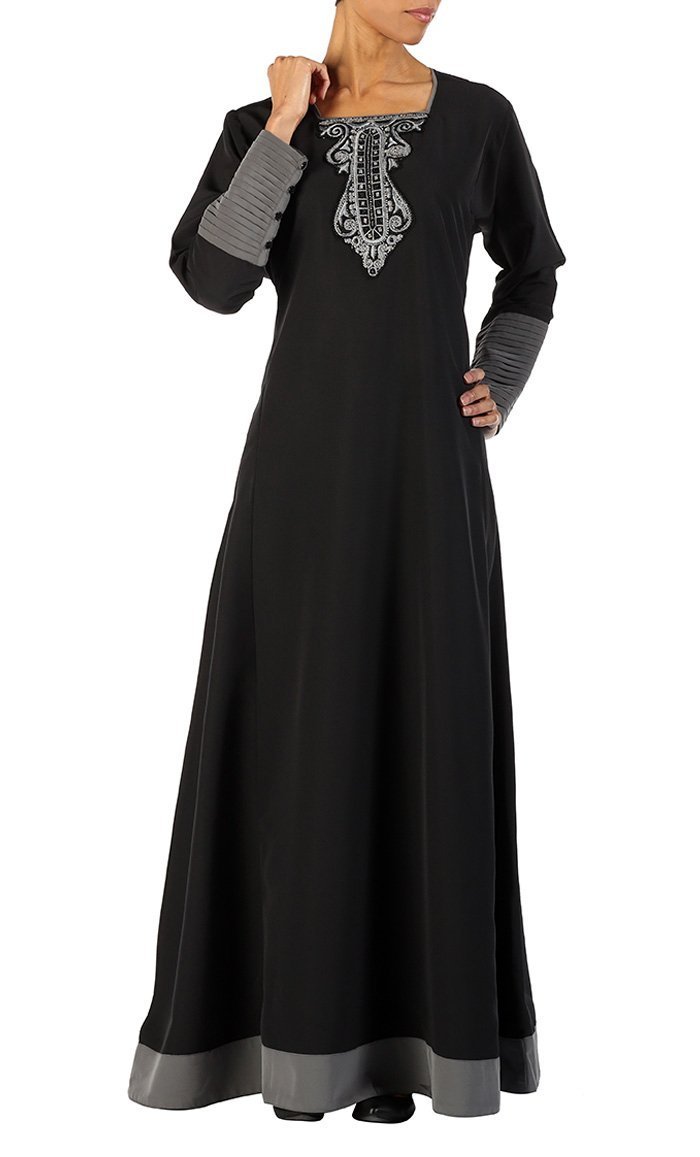 Embroidered Patchwork Abaya Dress
