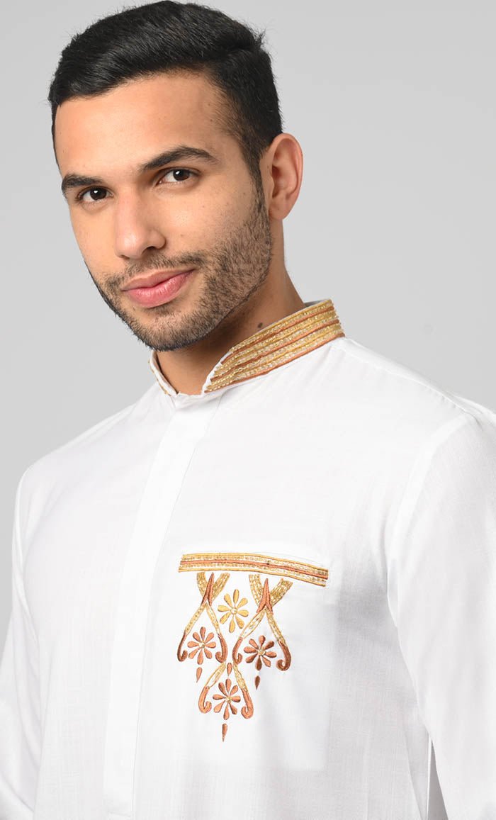 Machine Embroidery Work Detail Thobe For Men