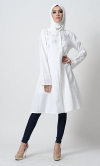 Emrboidered Motifs Shirt Style Tunic - EastEssence.com