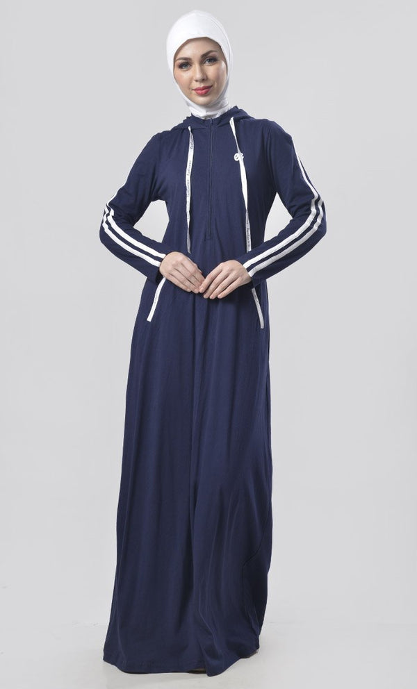 Navy Jersey Sportswear Abaya Dress