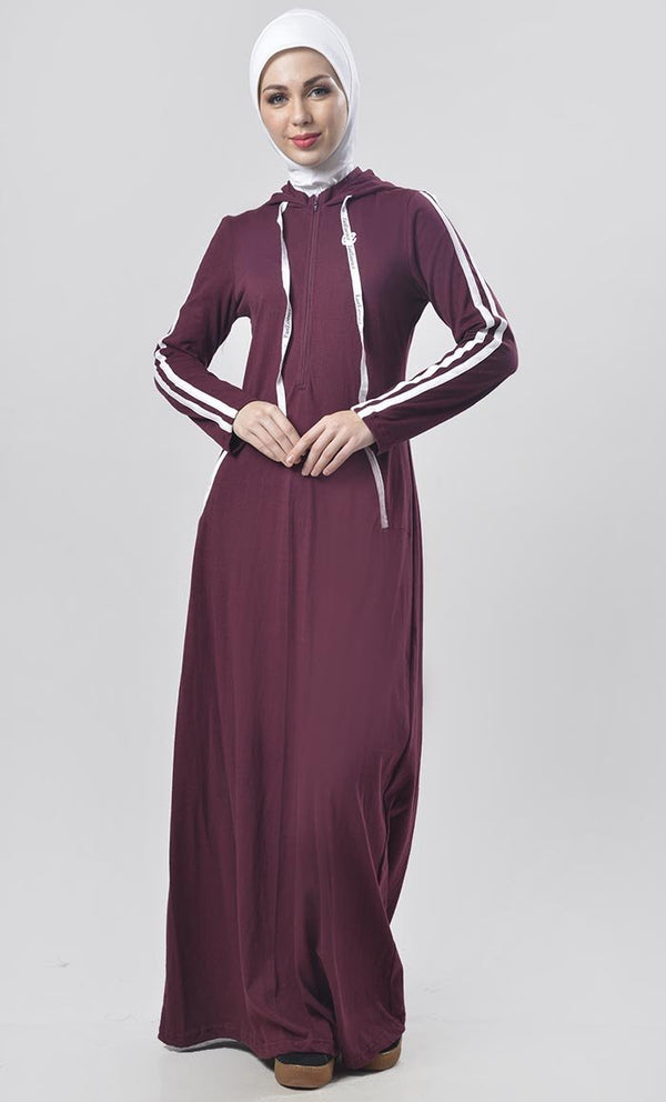 burgundy abaya dress Stone Appliqu Burgundy Modest Abaya 82412BR