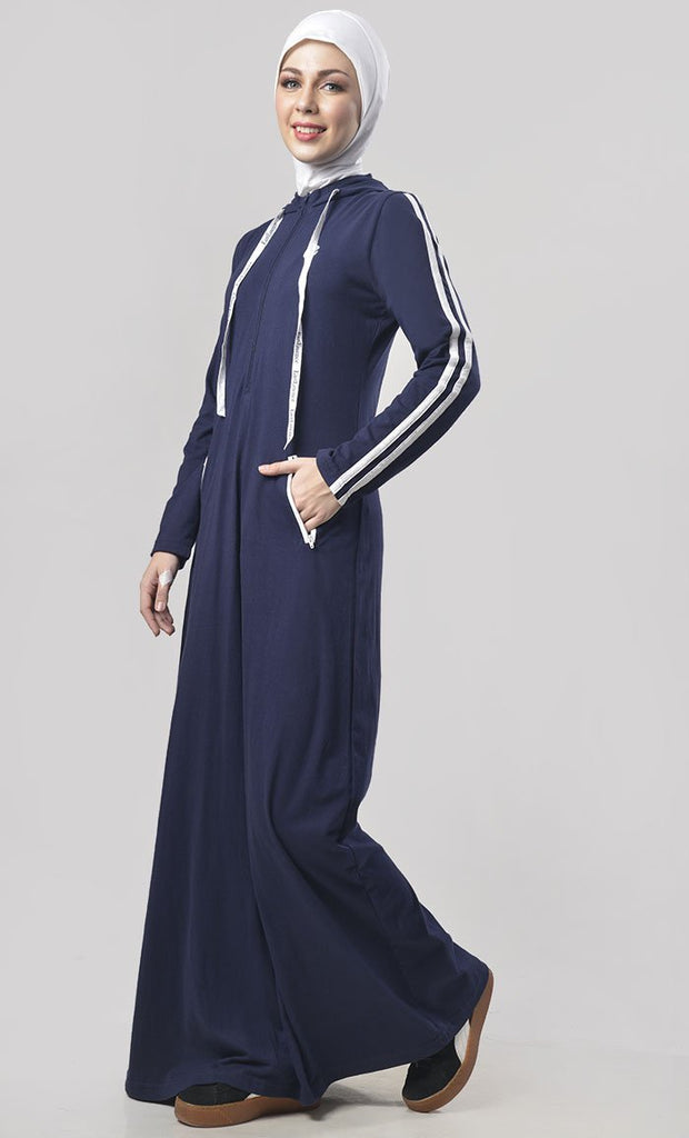 Navy Jersey Sportswear Abaya Dress