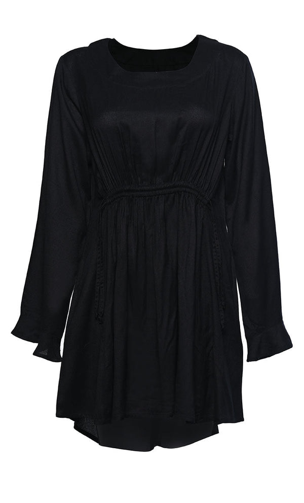 Everyday Wear Basic Black Comfortable Tunic - EastEssence.com