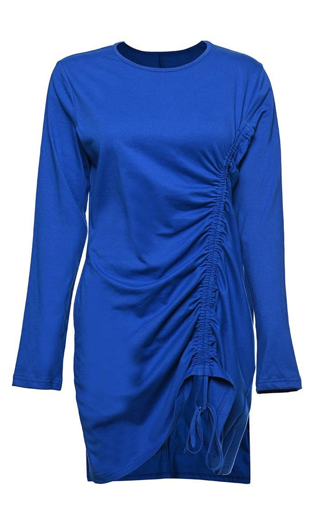 Everyday Wear Basic Dark Blue Ruched Detailing Tunic - EastEssence.com