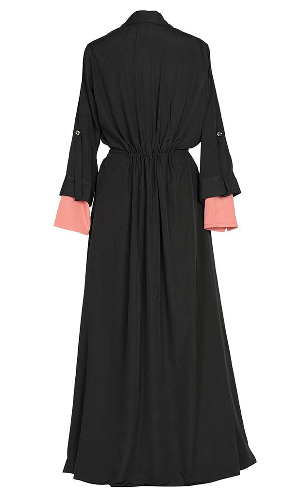 Everyday Wear Black Double Layer Bisht And Lined Abaya - EastEssence.com