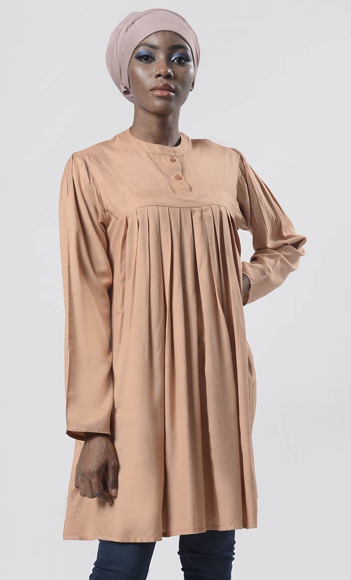 Everydaywear Pleated Detailing Long Tunic - EastEssence.com