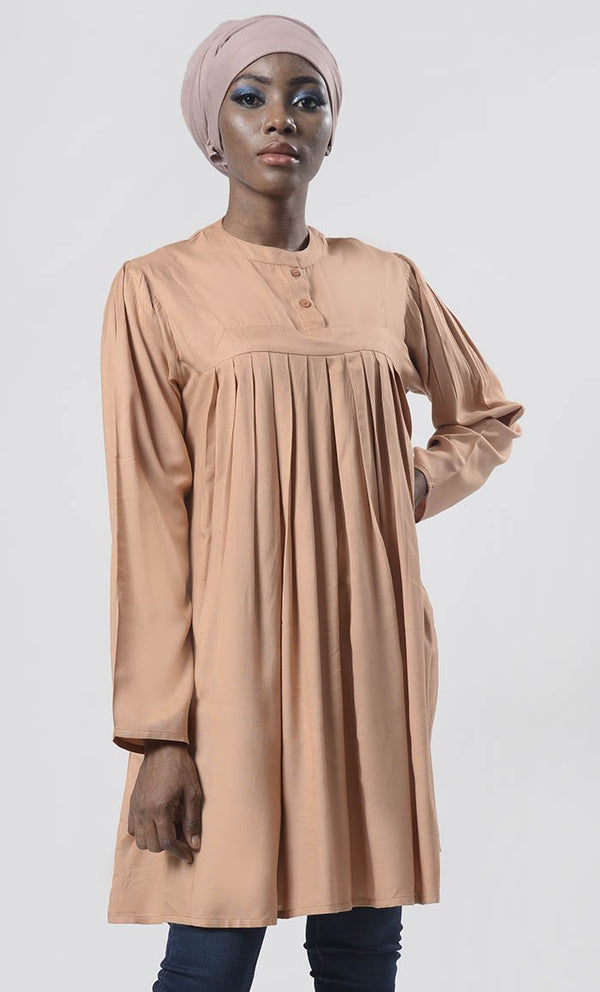 Everydaywear Pleated Detailing Long Tunic - EastEssence.com