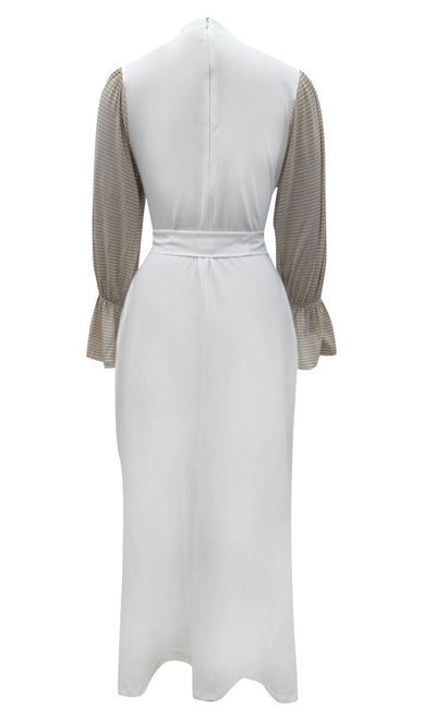Everydaywear White And Sand Cotton Jersey Abaya With Pockets - EastEssence.com