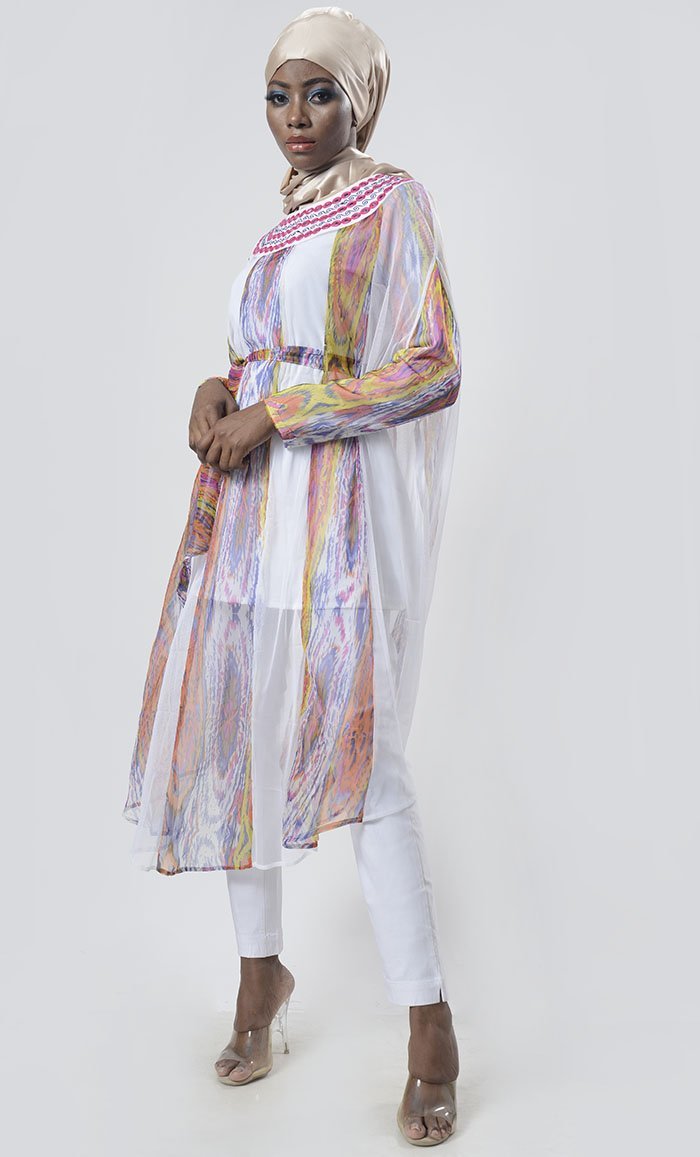 Exclusive Chiffon Printed Long Tunic - EastEssence.com