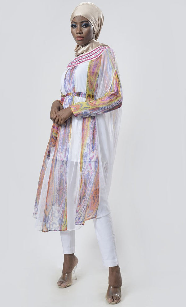Exclusive Chiffon Printed Long Tunic - EastEssence.com