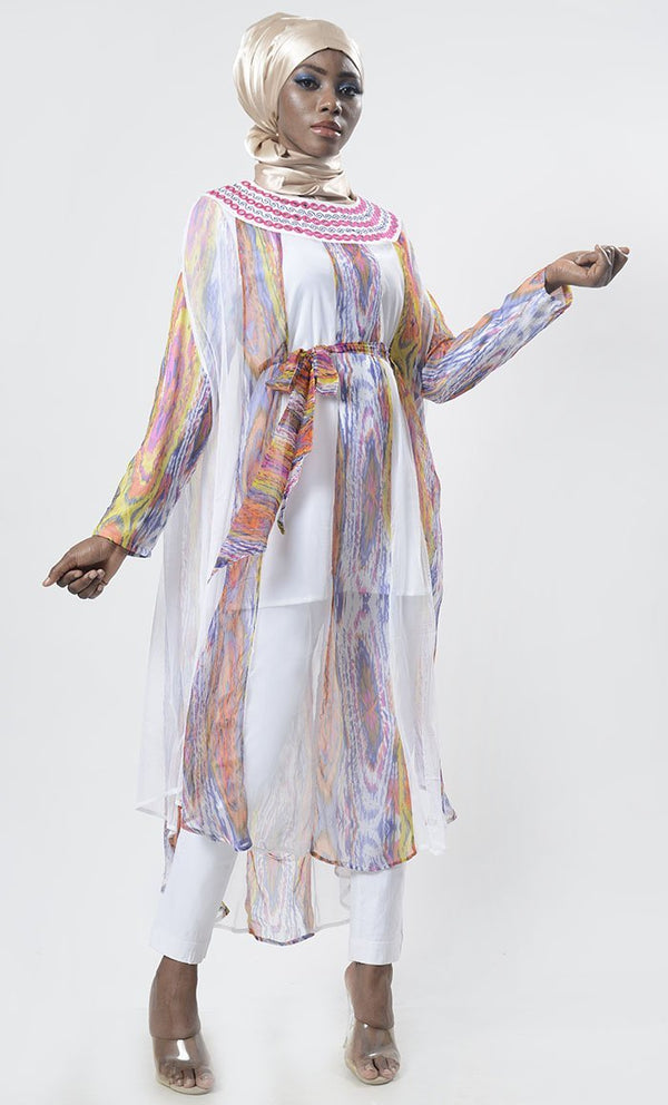 Exclusive Chiffon Printed Long Tunic - EastEssence.com