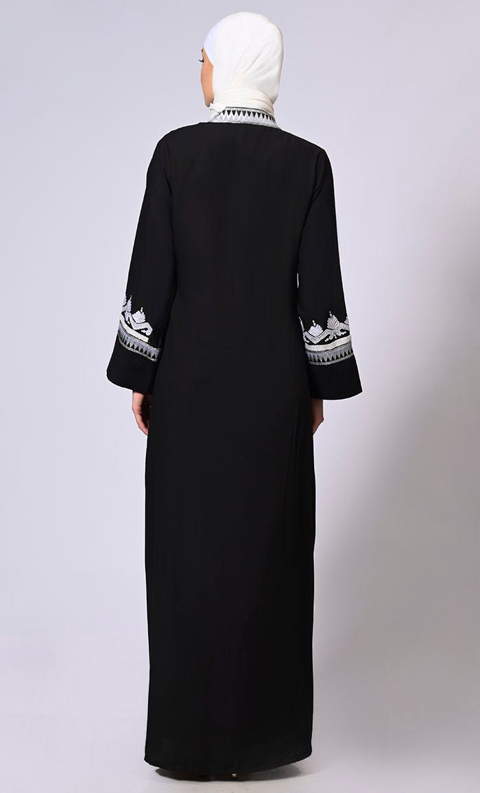 Women's Black Intricate Aari Embroidered Shrug