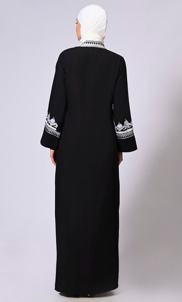 Women's Black Intricate Aari Embroidered Shrug
