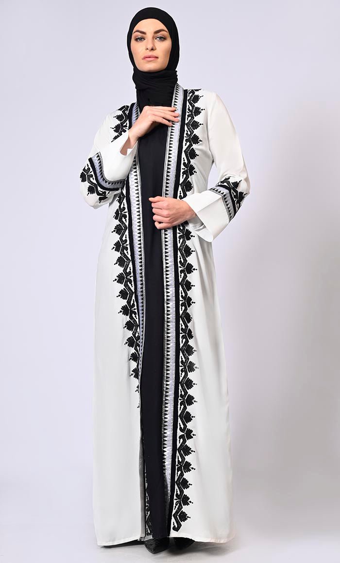 Women's White Intricate Aari Embroidered Shrug