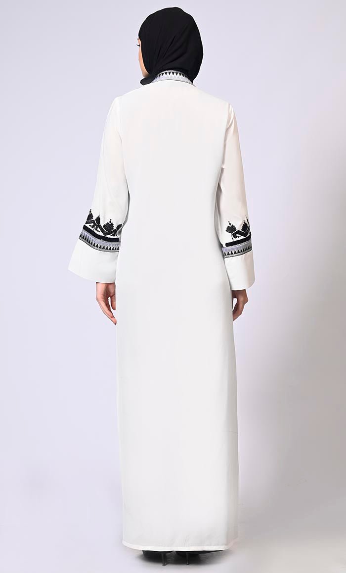 Women's White Intricate Aari Embroidered Shrug