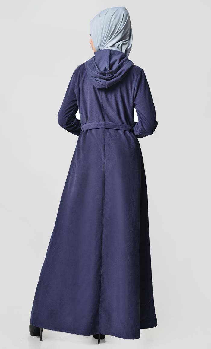 Fall Front Zipper corduroy Abaya Dress - EastEssence.com