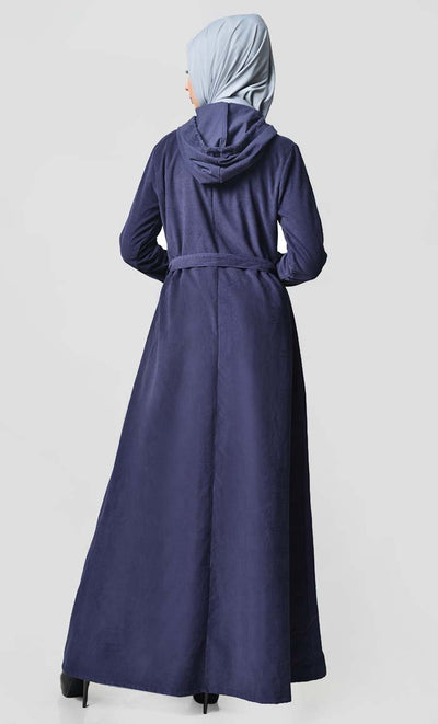 Fall Front Zipper corduroy Abaya Dress - EastEssence.com