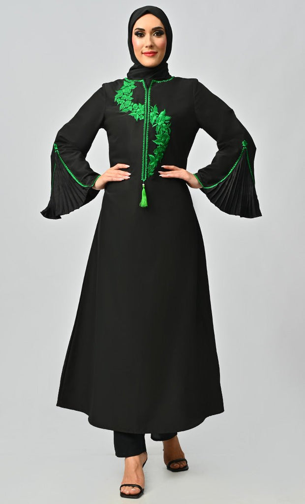 Fara Green Islamic Embroidered Abaya