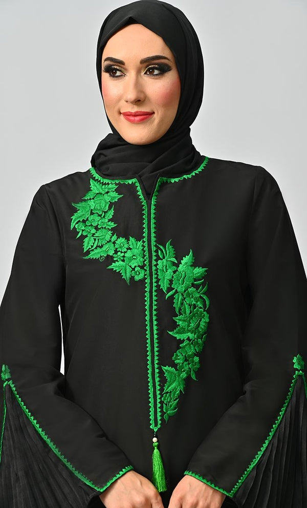 Fara Green Islamic Embroidered Abaya