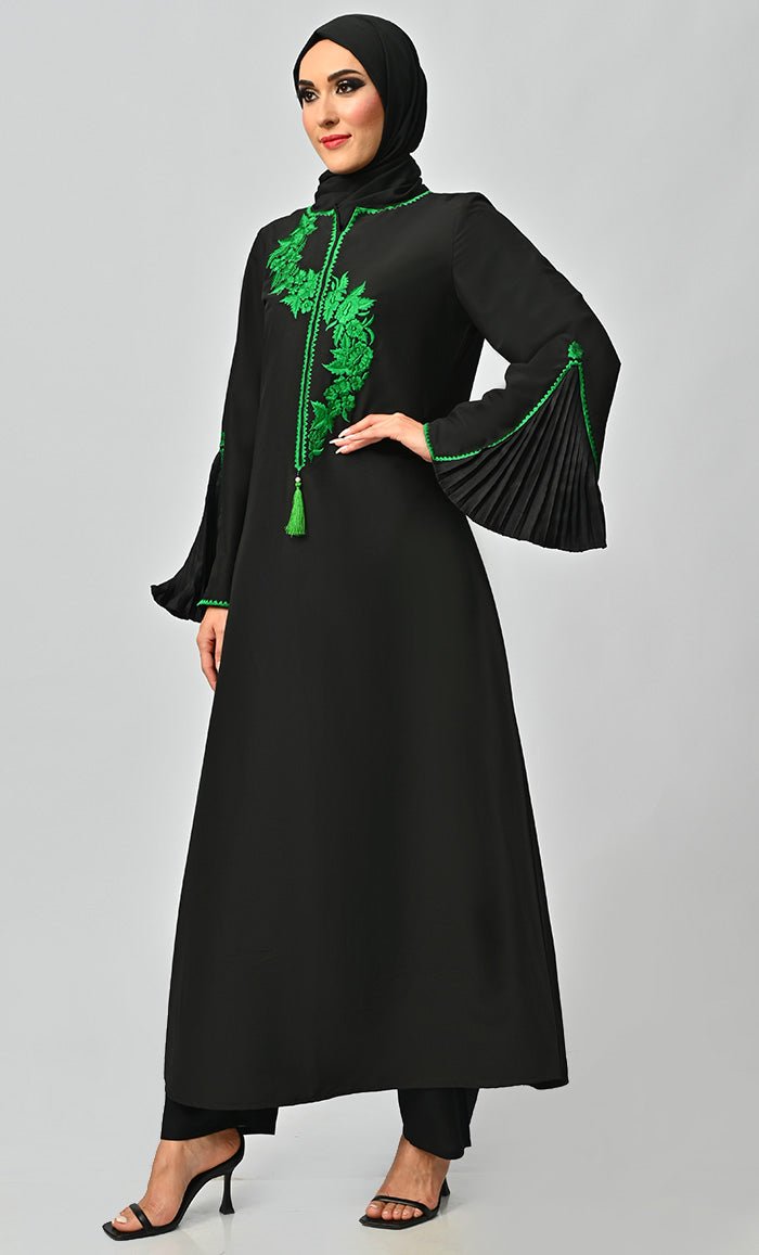 Fara Green Islamic Embroidered Abaya