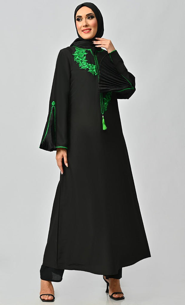 Fara Green Islamic Embroidered Abaya