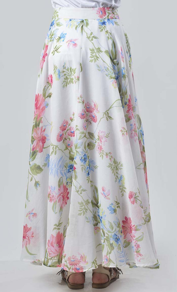 Fascinated Floral Printed Skirt With Pockets - EastEssence.com