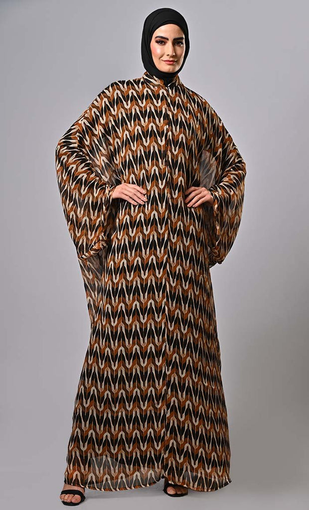 Fashion Forward: Zipper Down Printed Abayas for Every Occasion - EastEssence.com