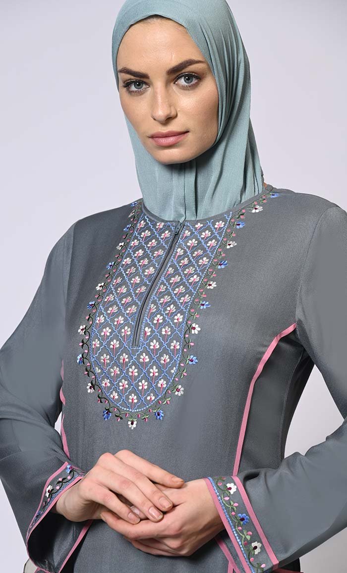 Zip Grey Abaya