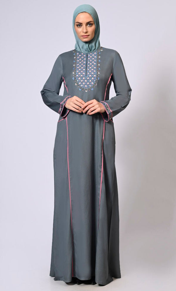 Zip Grey Abaya