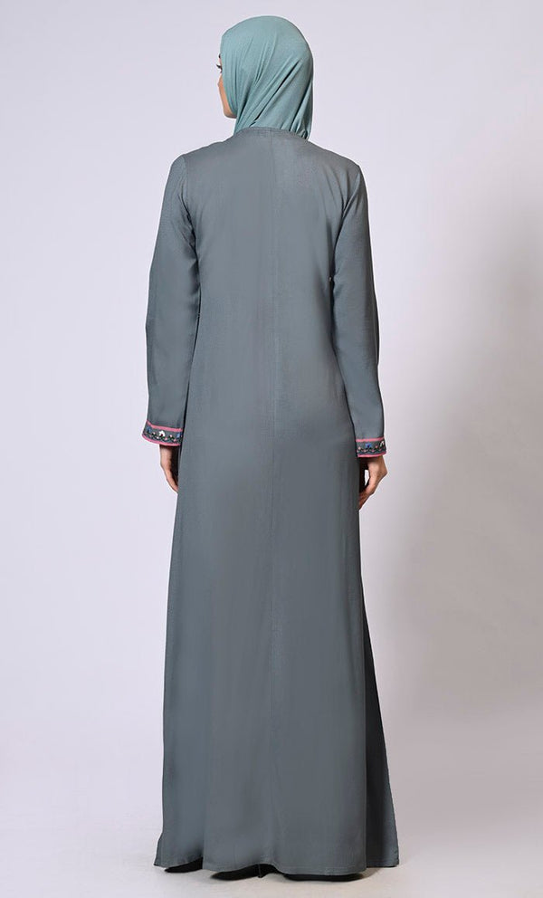 Zip Grey Abaya