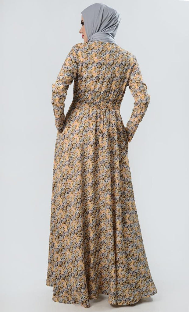 Flared Drawstring Abaya Dress - EastEssence.com