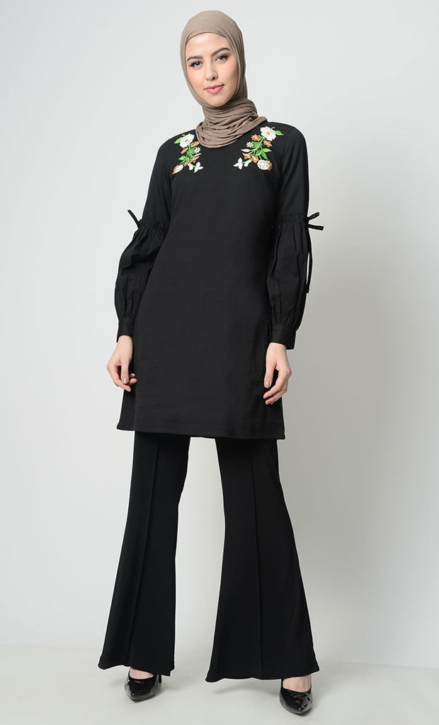 Floral Bunch Embroidered Tunic - EastEssence.com