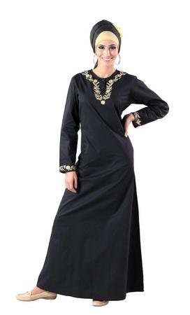 Floral embroidered A line abaya dress - EastEssence.com