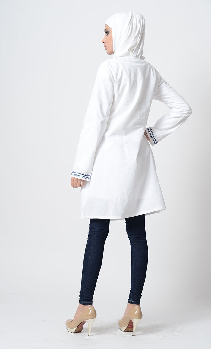 Floral Embroidered A Line Tunic - EastEssence.com