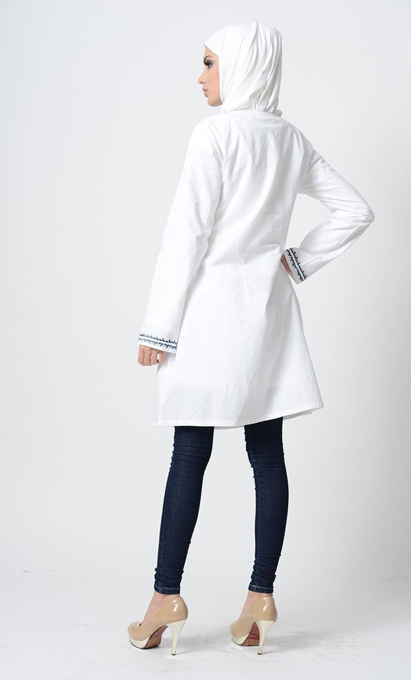 Floral Embroidered A Line Tunic - EastEssence.com