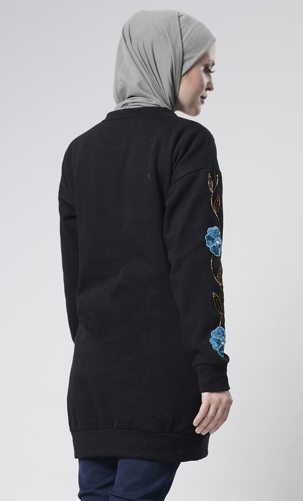 Floral Embroidered Sweater - EastEssence.com