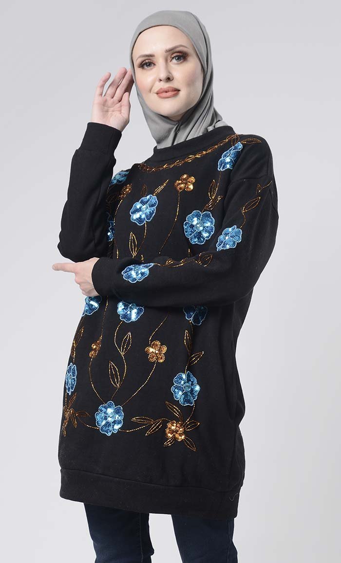 Floral Embroidered Sweater - EastEssence.com