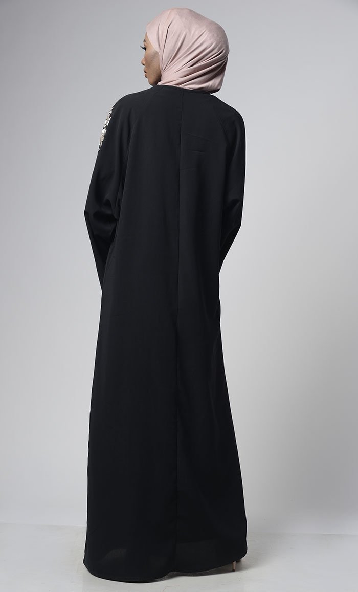 Floral Thread Embroidered Dubai Abaya