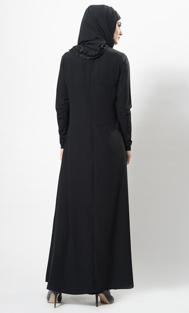 Flow with lace abaya + Free Hijab - EastEssence.com