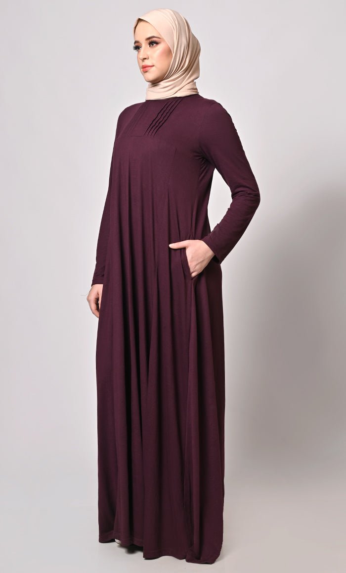 Flowing Elegance Wine Flared Abaya
