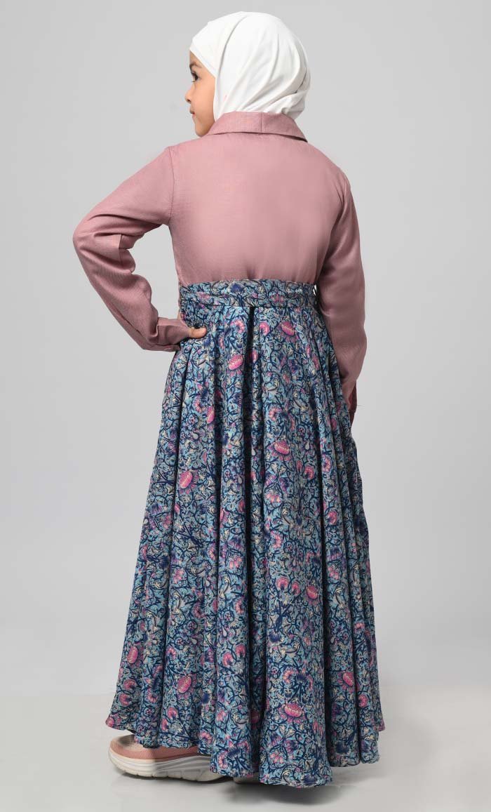 Girl'S Modest Muslim Printed Abaya