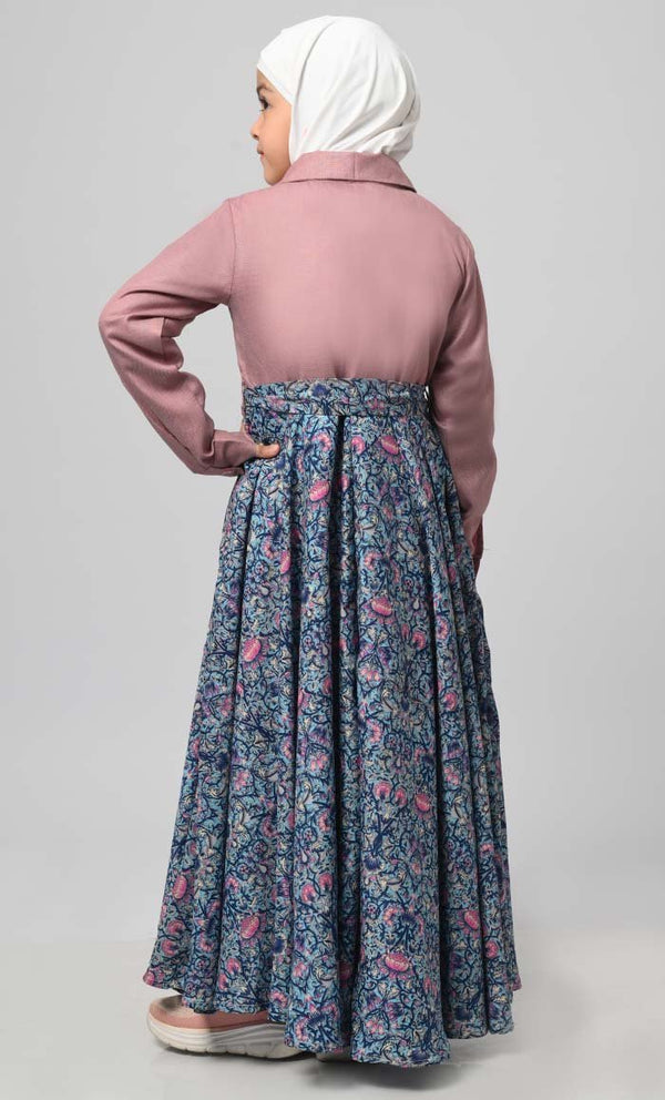 Girl'S Modest Muslim Printed Abaya