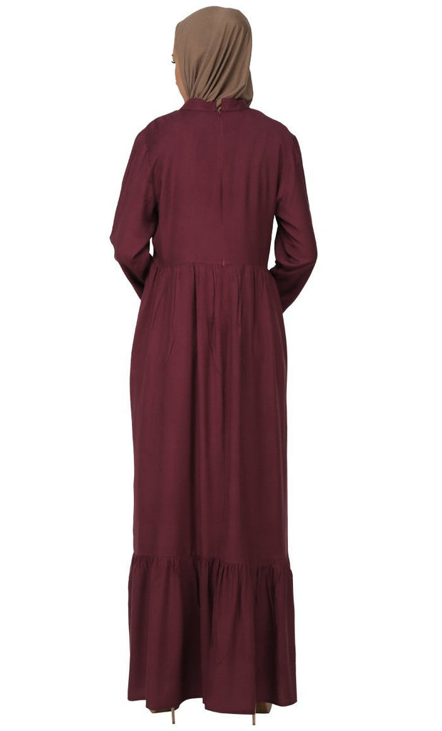 Frilled And Two Tiered Abaya Dress - EastEssence.com