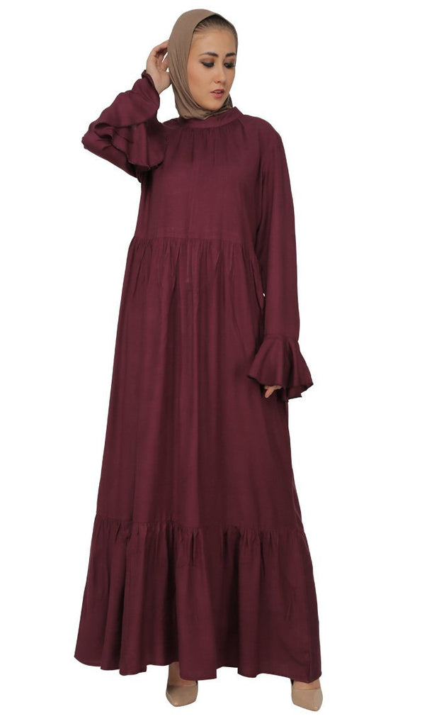 Frilled And Two Tiered Abaya Dress
