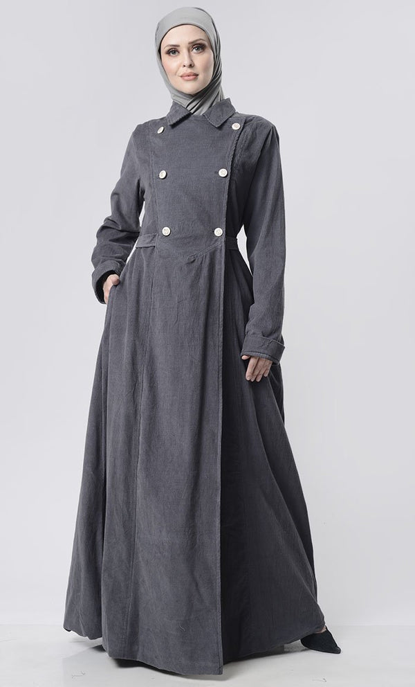 Front Double Side Button Corduroy Layer Jacket